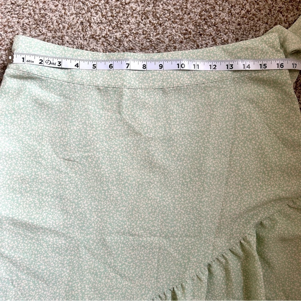 🦋 LC Lauren Conrad Mint Floral Ruffle Midi Skirt Large Medium Easter Spring - Picture 4 of 6